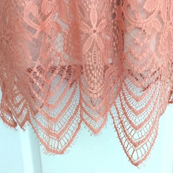 Express | Pink Floral Lace-Up Mock Neck Boho Vibes Dress Size L NWT - Picture 4 of 6